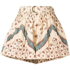 Ulla Johnson Marianna Graphic Print Pleated Shorts In Opal Size 8